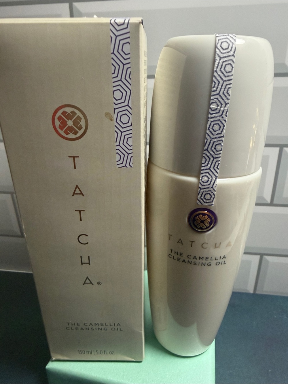 Tatcha Camellia Cleansing Oil — White Bottle with Purple Accents